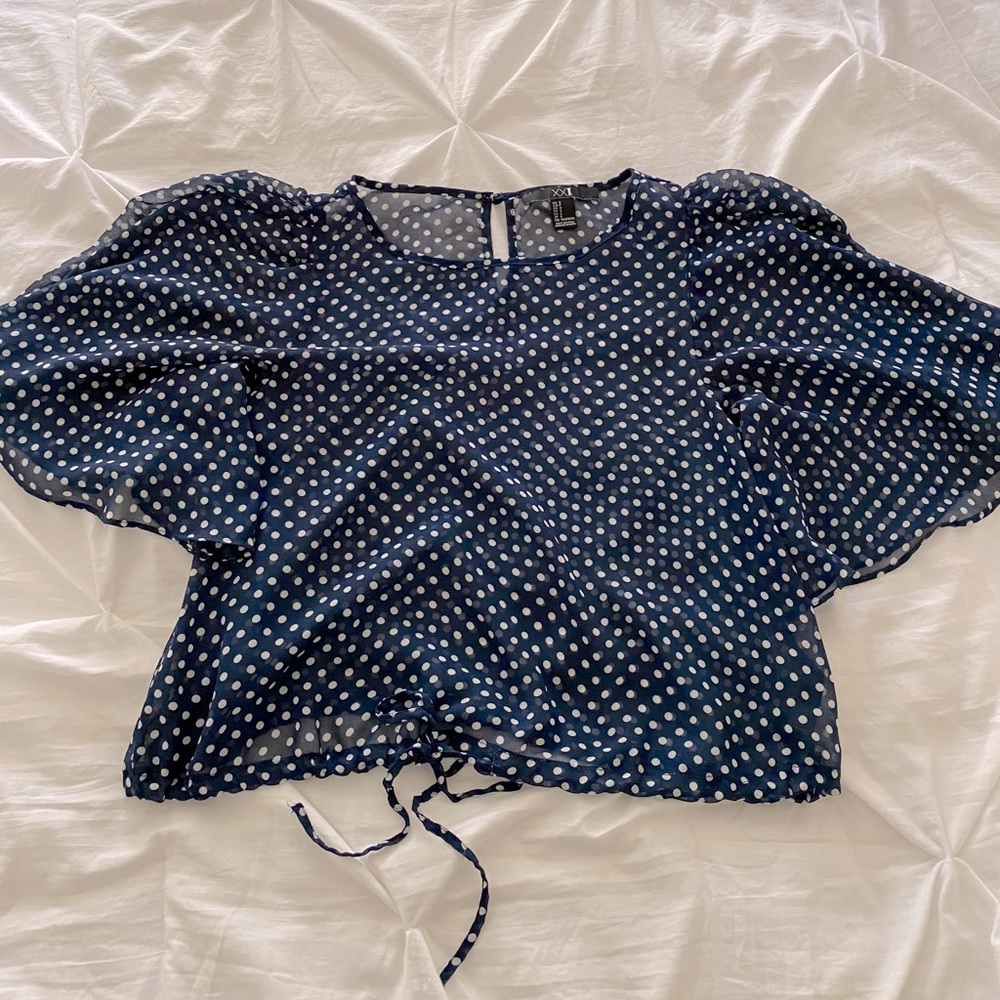 Blue and white polkadot Blouse💙